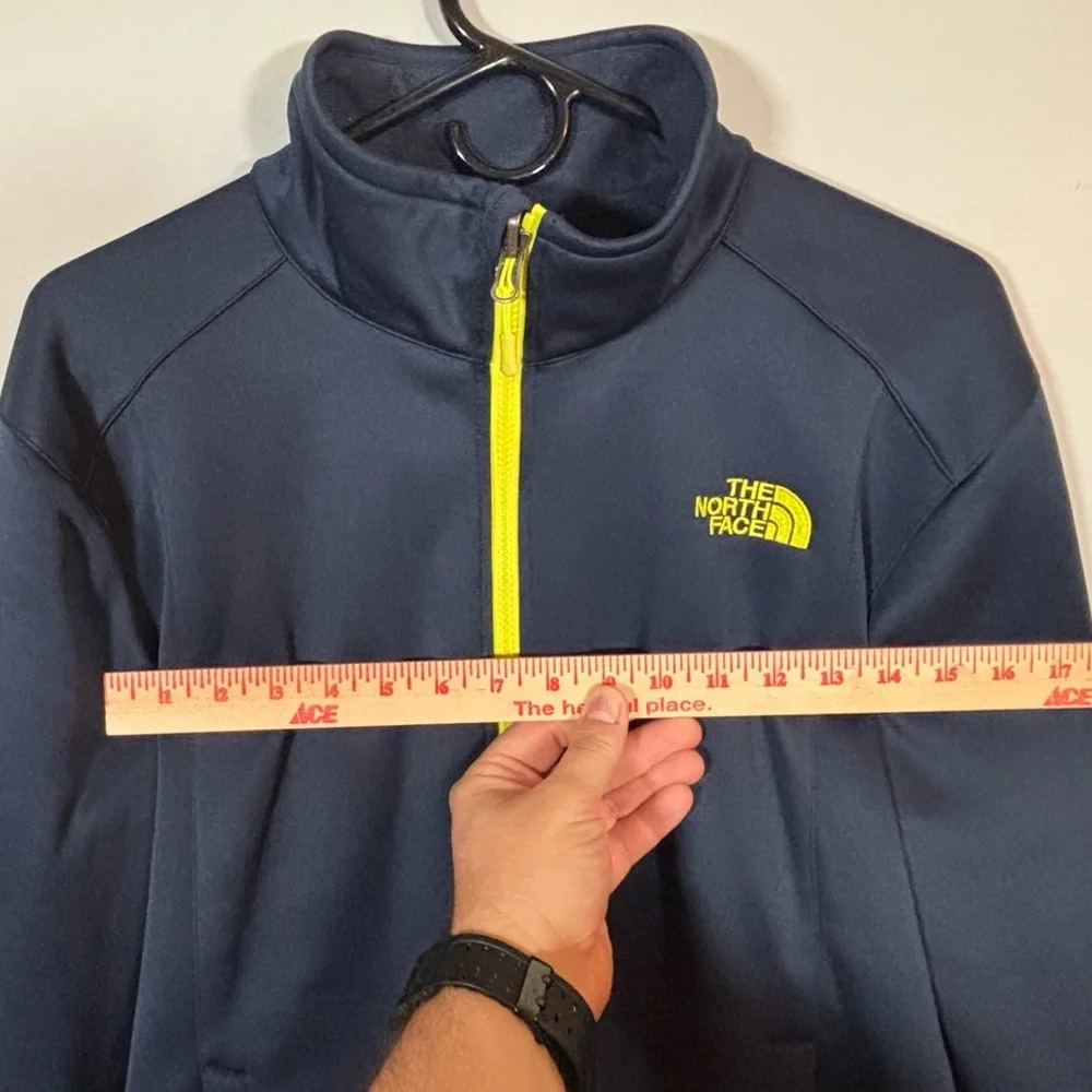The North Face Men's Navy Jacket with Yellow Zipper